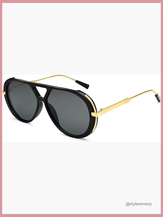 Oversized Aviator Sunglasses with UV400 Protection, Lightweight Plastic Frame main image 4